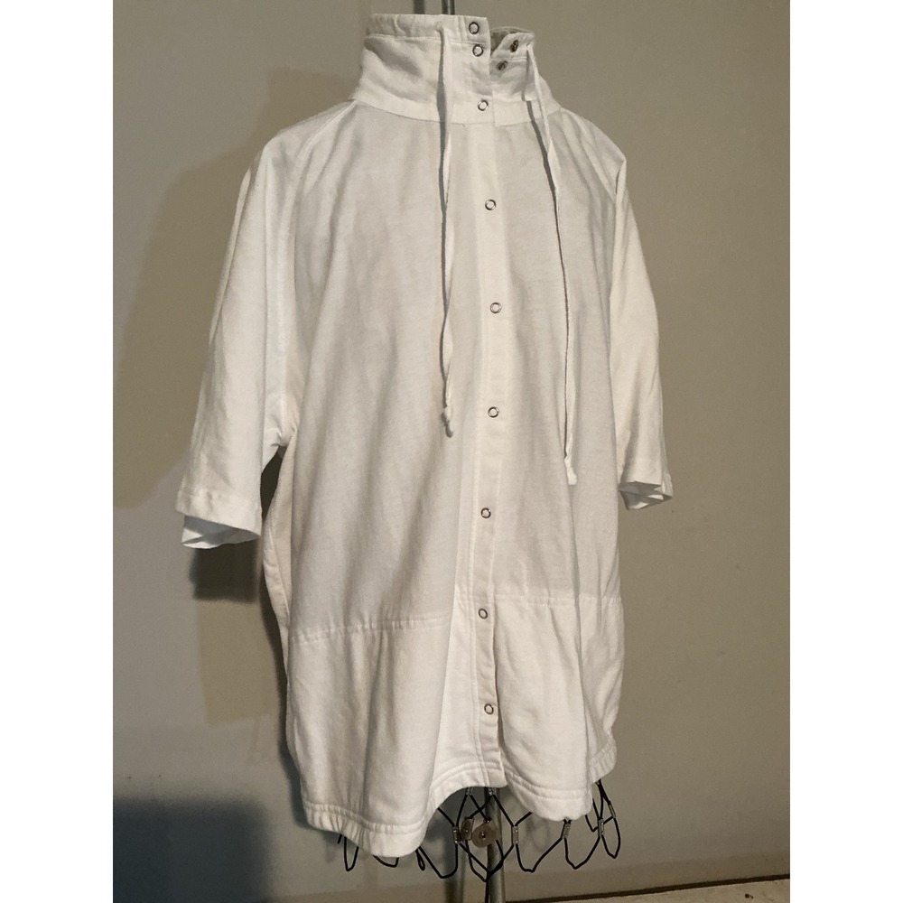 Catalina White Snap Front Funnel Neck Short Sleeve Jacket XL 16/18 Cotton Blend